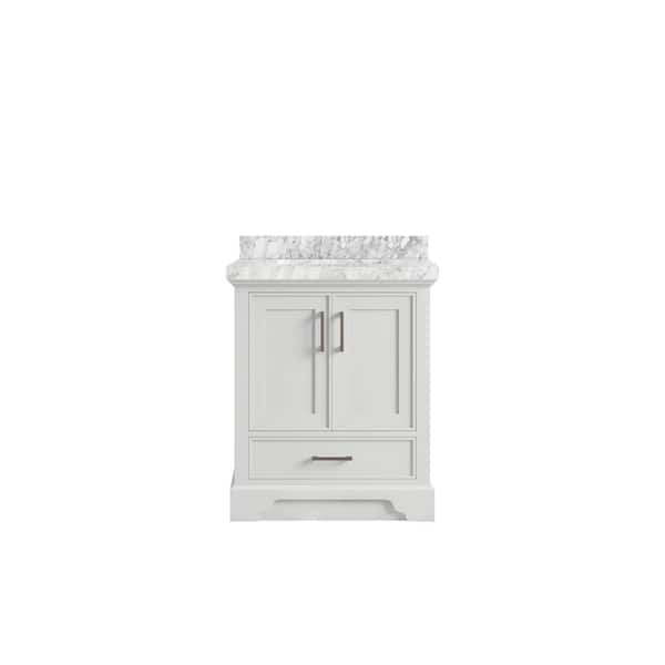 Willow Collections Charlotte 30 in. Single Sink Freestanding White Bath Vanity with Carrara Marble Top