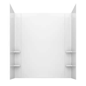 Rampart 60 in. x 60 in. 4-Piece Easy Up Adhesive Alcove Tub Surround in White