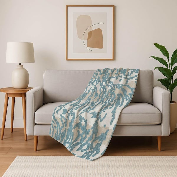 Premium Machine Washable ASB873 Teal 50 in. x 70 in. Sherpa Throw Blanket