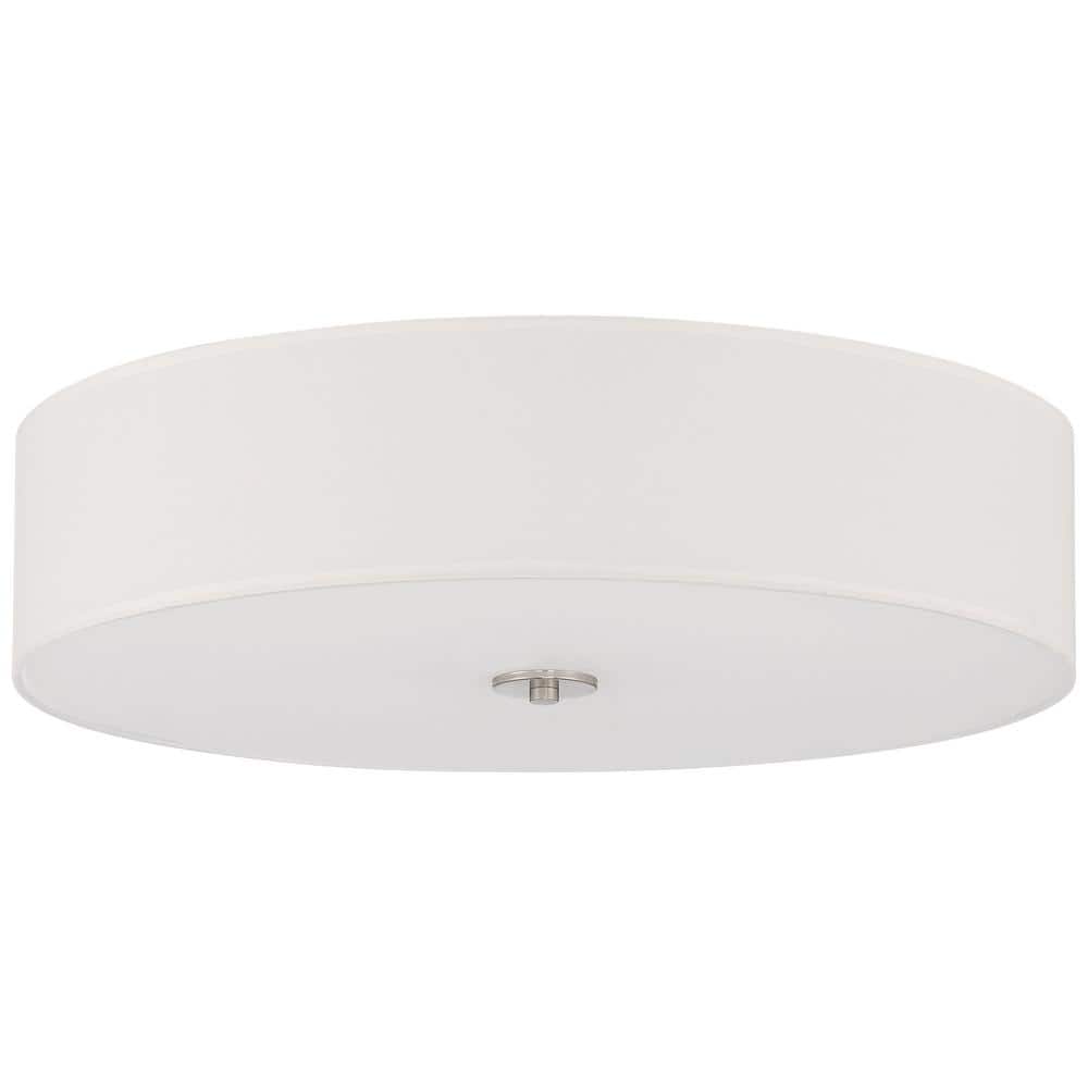 Sleek Brushed Steel LED Drum Flush Mount Ceiling Light