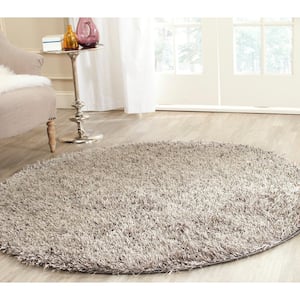 New Orleans Shag Gray 5 ft. x 5 ft. Round Solid Area Rug