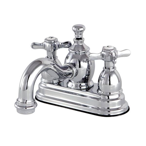 Kingston Brass French Cross 4 in. Centerset 2-Handle Mid-Arc Bathroom Faucet in Chrome