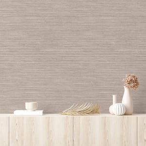 Faux Horizontal Grasscloth Pewter Removable Peel and Stick Vinyl Wallpaper, 28 sq. ft