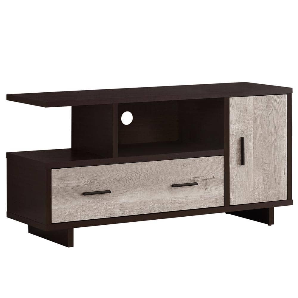 47 in. Espresso Particle Board TV Stand with 1-Drawer Fits TVs Up to 47 in.