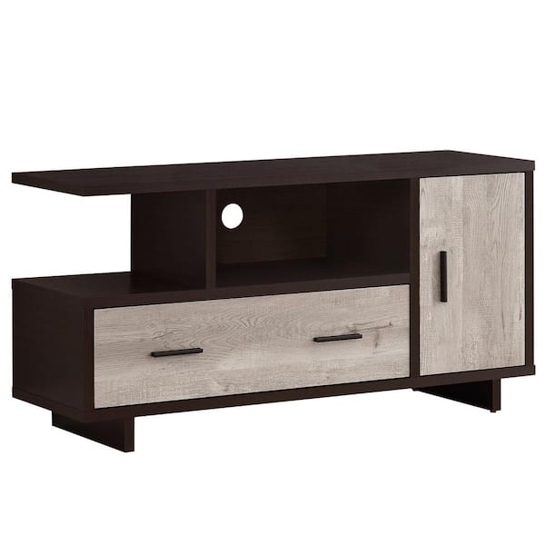 Unbranded 47 in. Espresso Particle Board TV Stand with 1-Drawer Fits TVs Up to 47 in. with Storage Doors