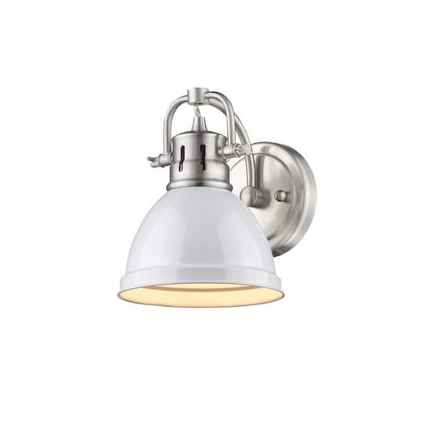 Golden Lighting - Duncan Pewter 1-Light Bath Light with White Shade