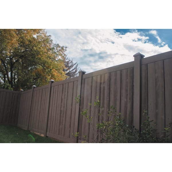 SimTek 5 in. x 5 in. x 8-1/2 ft. Dark/Walnut Brown Composite Fence End Post