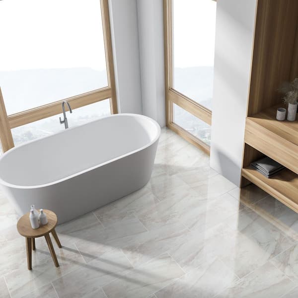 Silverbow Quartzite 12 Mil x 12 in. W x 24 in. L Click Lock Polished Waterproof Vinyl Tile Flooring (20 sq. ft. /Case)