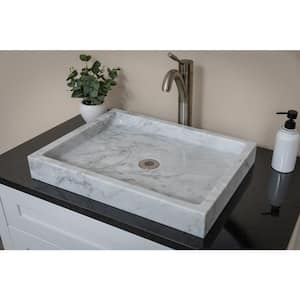 Rectangular Vessel Sink in Polished White Carrara Marble