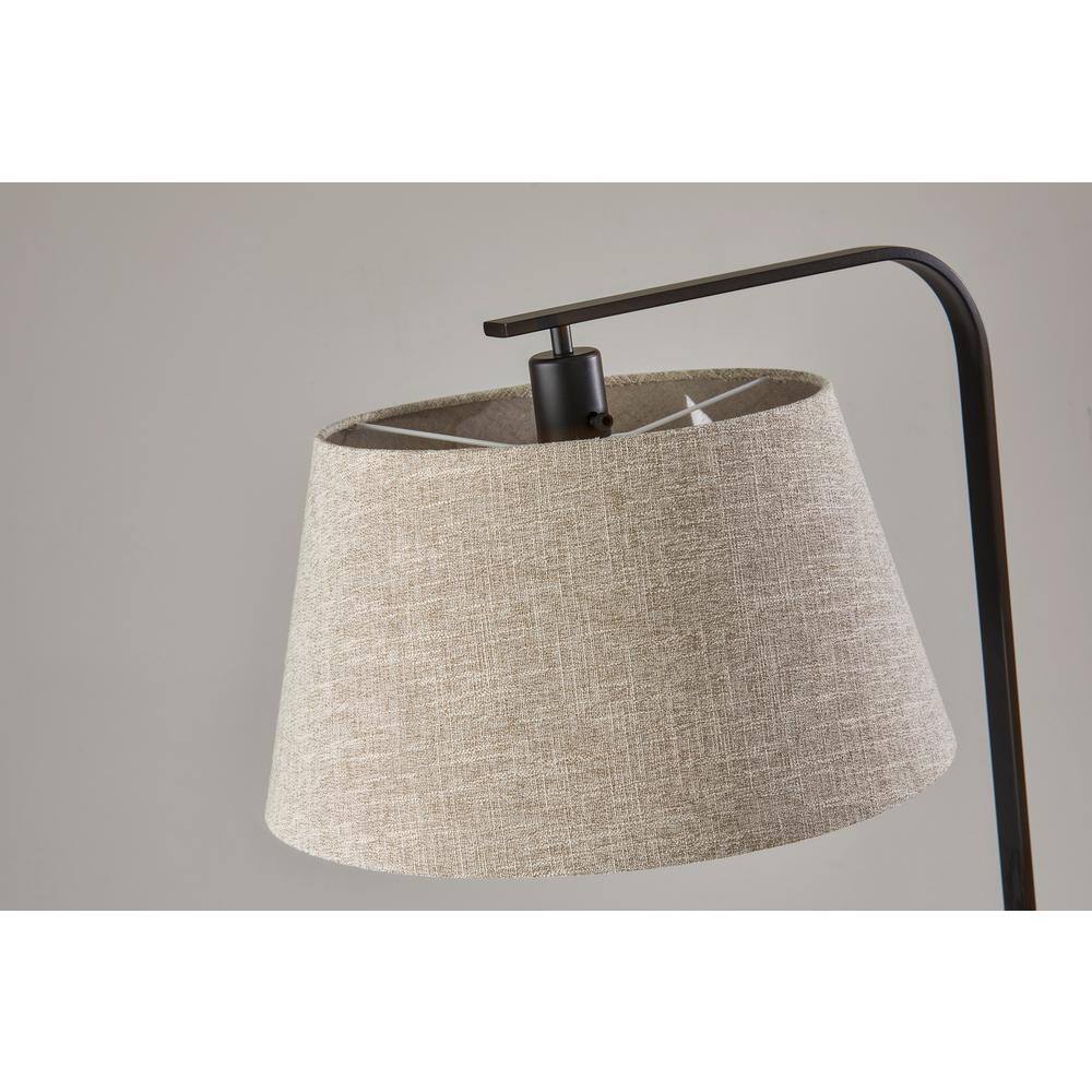 Bernard Arc Floor Lamp with Black Finish and Brown Marble Base