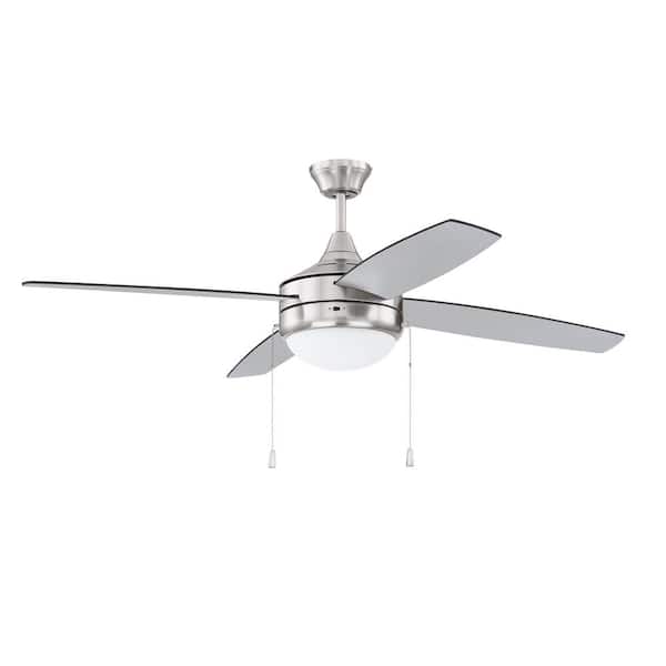 CRAFTMADE Phaze ENERGY STAR 4 52 in. Indoor Brushed Polished Nickel Dual Mount Reversible DC Motor Finish Ceiling Fan w/Light Kit