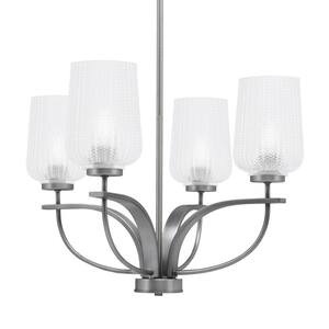 Olympia 4-Light Uplight Chandelier Graphite Finish 5 in. Clear Textured Glass