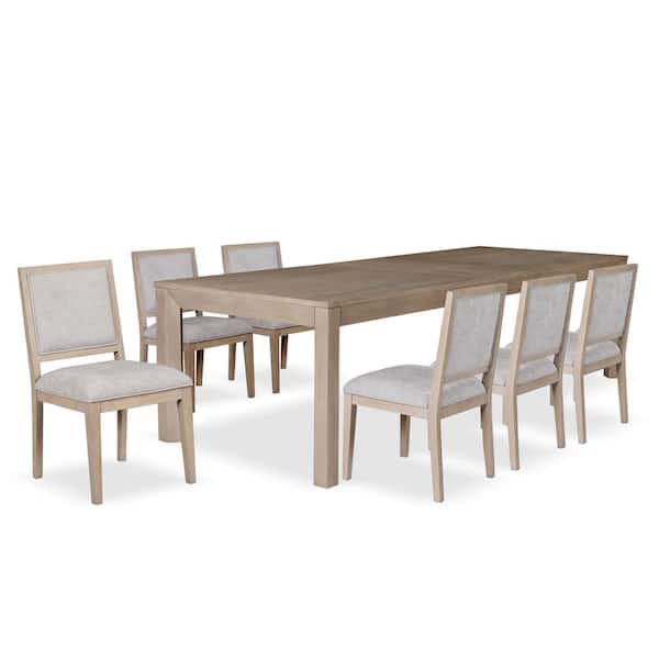 Flonnin Modern 118 in. Tawny Brown 7 Piece Extendable Dining Set Seats 6