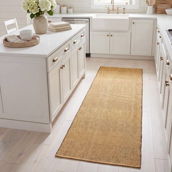 Montauk 2 ft. x 8 ft. Yellow Chevron Runner Rug