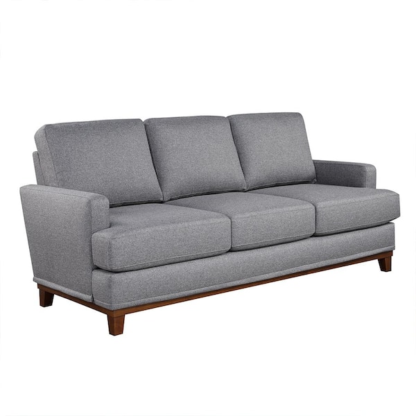 Bridgevine Home Penny 79.5 in. W Round Arm Polyester Straight Sofa in Gray