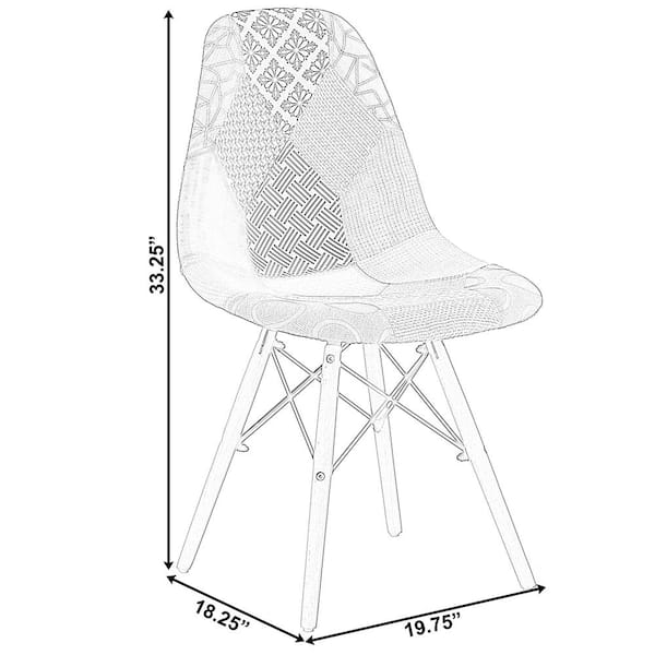 FABULAXE Modern Fabric Patchwork Parsons Chair with Wooden Legs for  Kitchen, Dining Room, Entryway, Living Room, Single QI004328 - The Home  Depot