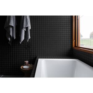 Modern Design Styles Design Black Square Mosaic 3 in. x 3 in. Glossy Glass Wall Floor and Pool Tile Sample