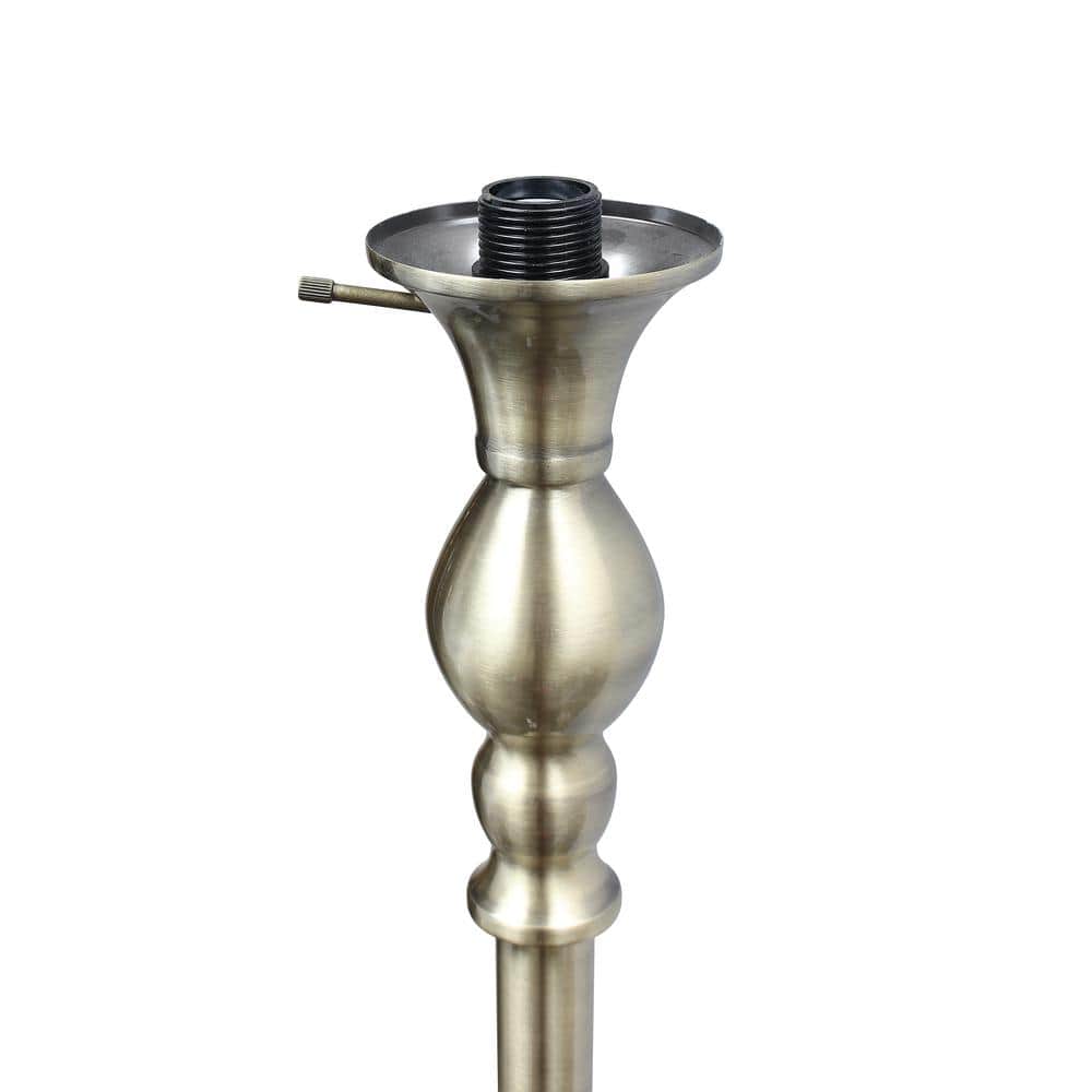 Antique Brass Torchiere Floor Lamp with Marbleized Glass Shade