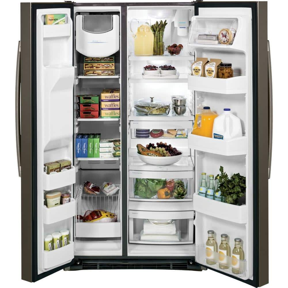 GE 25.3 cu. ft. Side by Side Refrigerator in Slate, Fingerprint Resistant