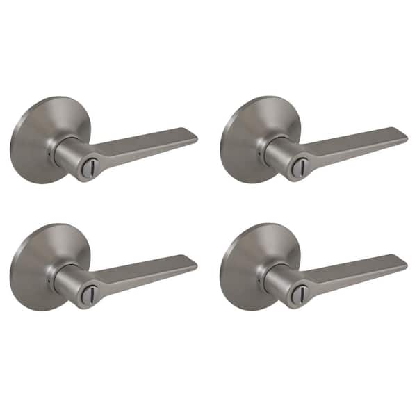 Freedom Satin Nickel Bed/Bath Door Lever (4-Pack)