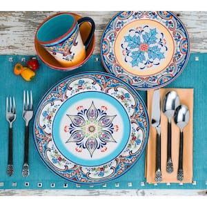 Zanzibar 16-Piece Patterned Multicolor/Spanish Floral Design Ceramic Dinnerware Set (Service for 4)