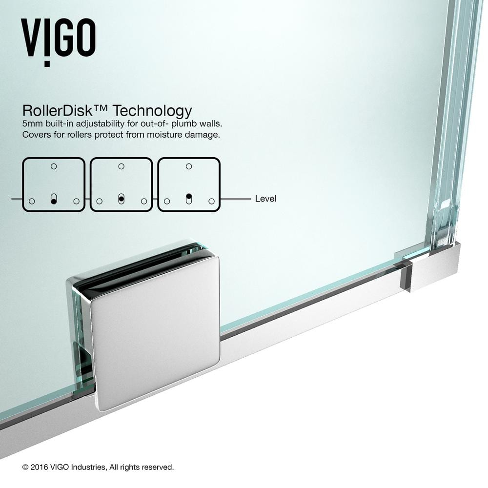 Ryland 60" Frameless Chrome Sliding Shower Door with Clear Glass