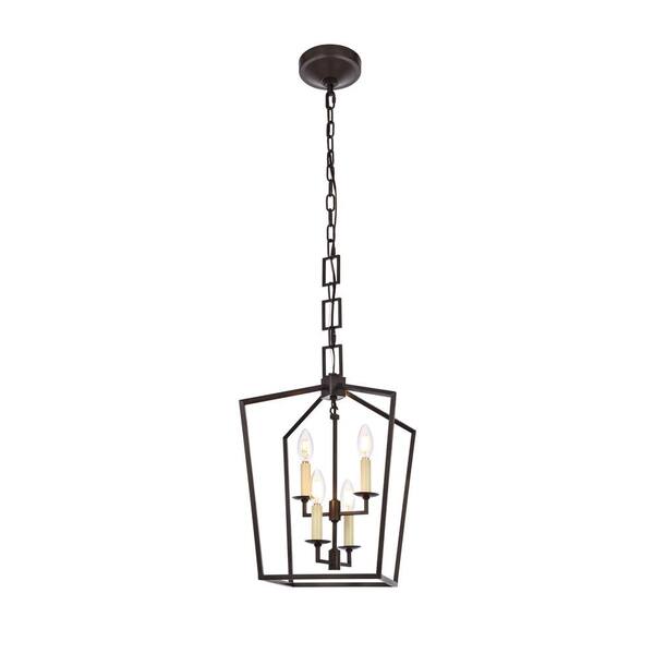 Unbranded Timeless Home 12 in. L x 12 in. W x 19.5 in. H 4-Light Vintage Bronze Contemporary Pendant