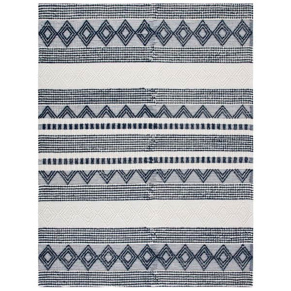 Natura 9 ft. x 12 ft. Navy/Ivory Geometric Area Rug