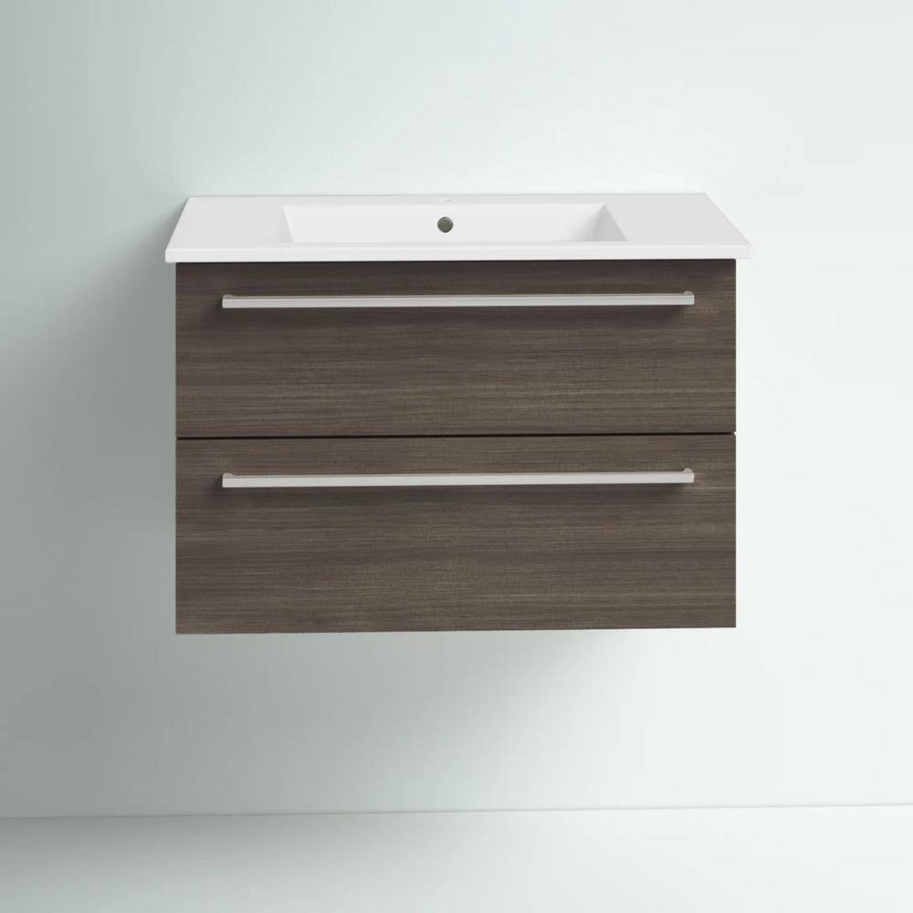 Silhouette 30 in. W x 18 in. D x 20in. H S/Sink Wall Bath Vanity in Zambukka with White Cultured Marble Top in White price history on PriceWatchPro