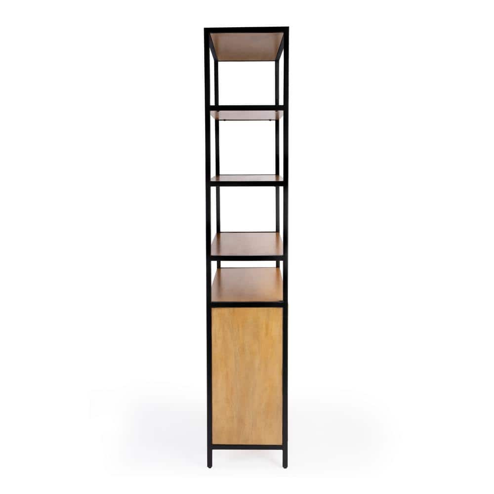 Hans 35.25" Black and Wood Adjustable Etagere Bookcase