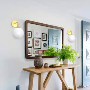 5.91 in. 1-Light Gold Mid Century Modern Globe Wall Sconce with Frosted Glass Shade for Living Room Bedside Stairs