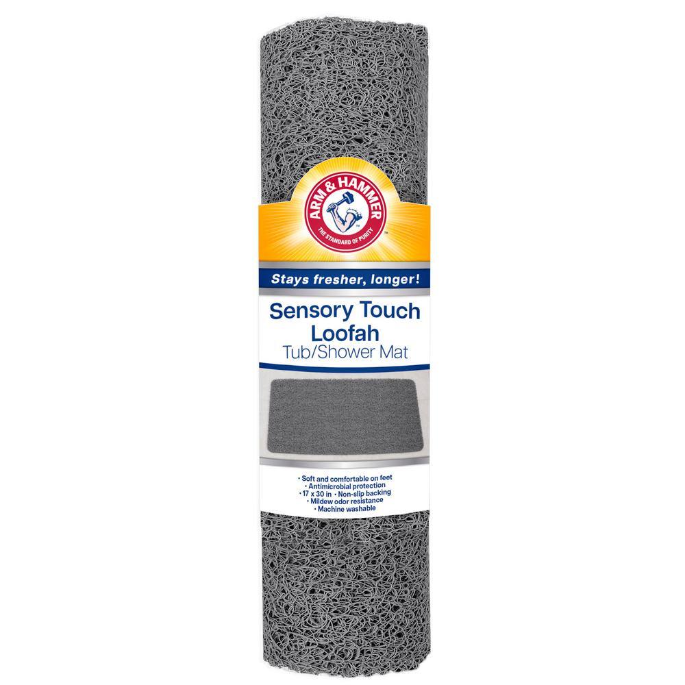 Sensory Touch Non Slip Vinyl Quick Drying 17 x 30 Loofah Shower Tub Mat in 
