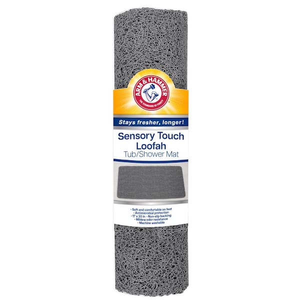 Arm & Hammer Sensory Touch Non Slip Vinyl Quick Drying 17 x 30 Loofah Shower Tub Mat in Gray