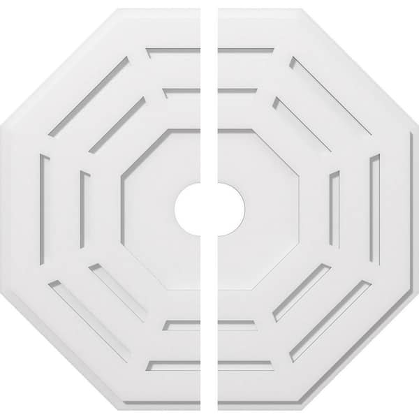 Ekena Millwork 1 in. P X 12 in. C X 30 in. OD X 4 in. ID Westin Architectural Grade PVC Contemporary Ceiling Medallion, Two Piece