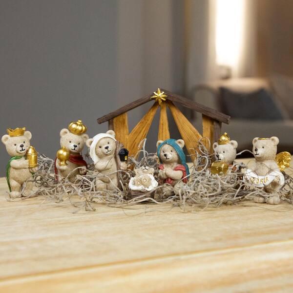 Northlight Bears Christmas Nativity Set - 4.5 in. (8-Piece