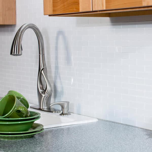 Subway Matted 12 in. x 4 in. Frost Glass Decorative Tile Backsplash (3-Pack)
