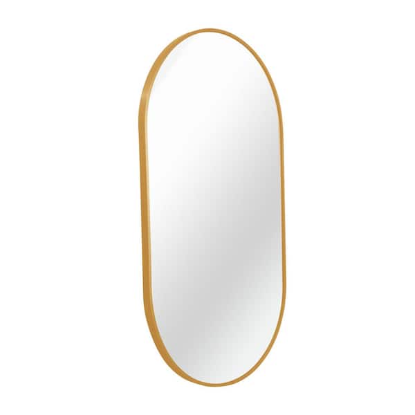 HUOVTR Ta. 28 in. W x 20 in. H Gold Metal Wall Mirror