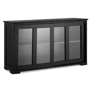 1-Piece Black Storage Cabinet Sideboard Buffet Cupboard Upholstery Sectional