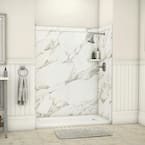 Adaptable 60 in. x 60 in. x 80 in. 9-Piece Easy Up Adhesive Alcove Shower Surround in Calcutta Gold