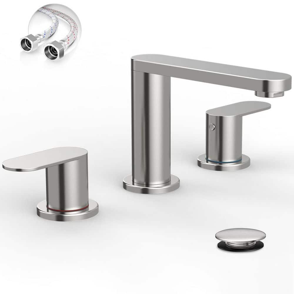 8 in. Waterfall Widespread 2-Handle Bathroom Faucet With Pop-up Drain Assembly in Brushed Nickel price history on PriceWatchPro