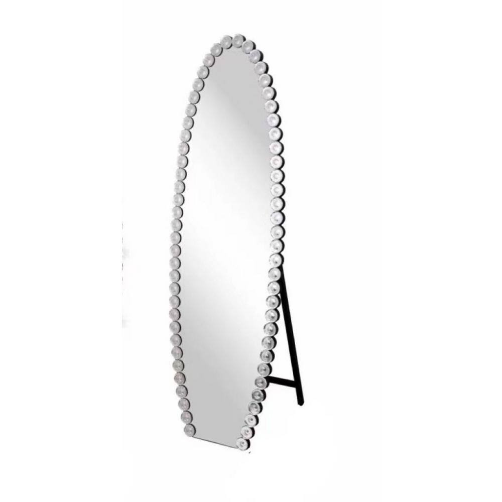 Silver 19.7 in. W x 61 in. H Arch Wood and glass Full Length Mirror