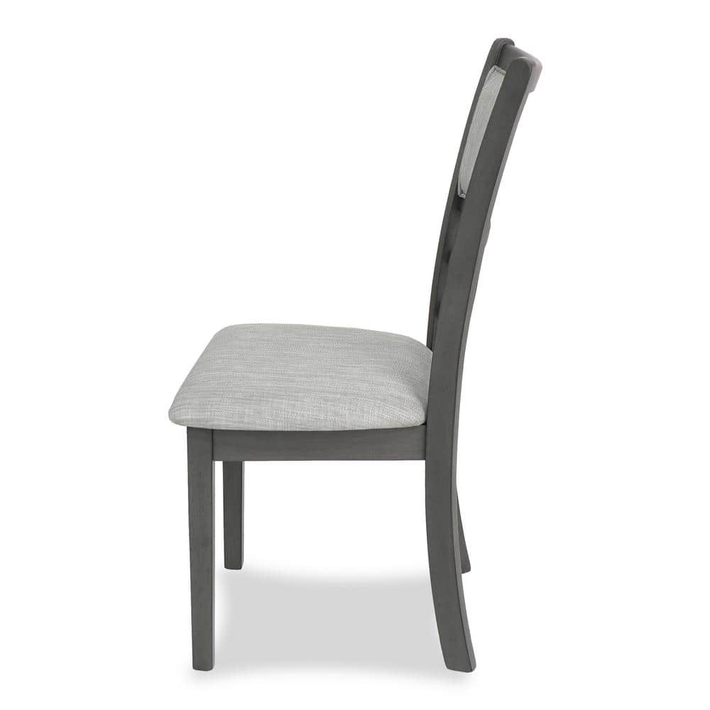 Gray Round Wood Dining Table Set with 4 Chairs