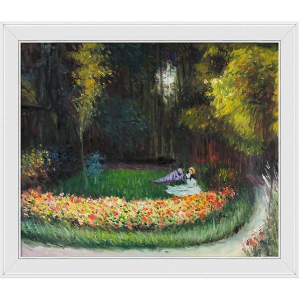 LA PASTICHE In the Garden by Claude Monet Galerie White Framed Nature Oil Painting Art Print 24 in. x 28 in.