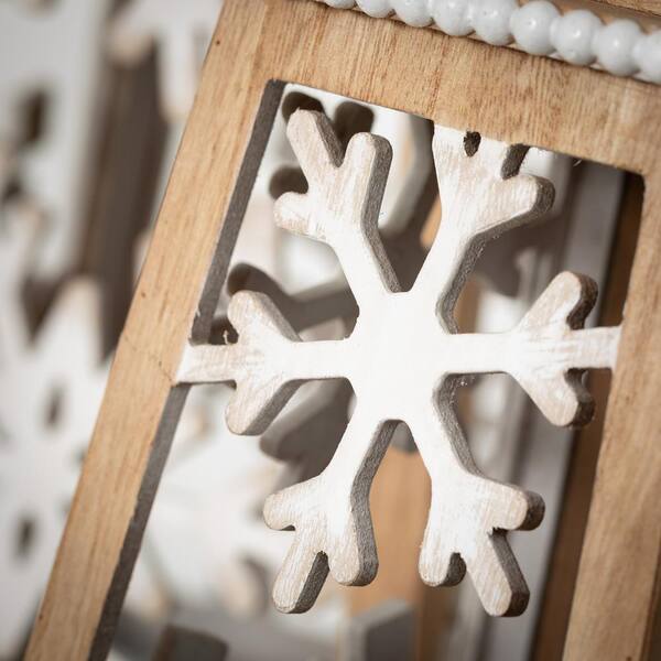 White Laser Cut Wood Snowflake Boxed Ornaments 12 Pack
