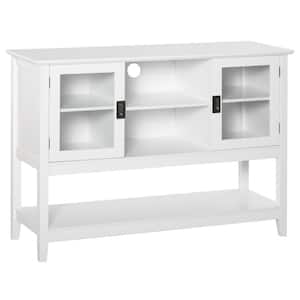 White Sideboard Buffet Entryway Storage Cabinet with Framed Glass Doors Multiple Storage Options, and Anti-Topple