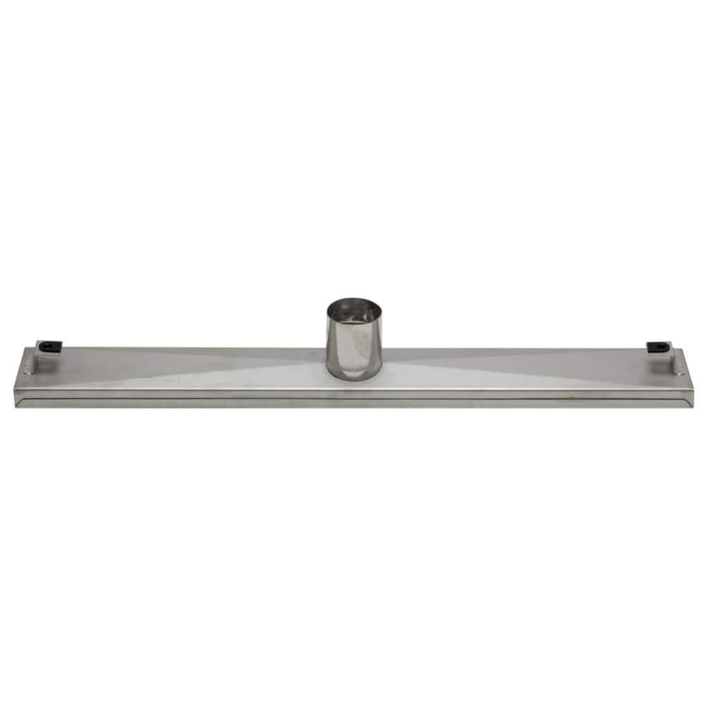 24" Brushed Stainless Steel Linear Shower Drain with Groove Lines