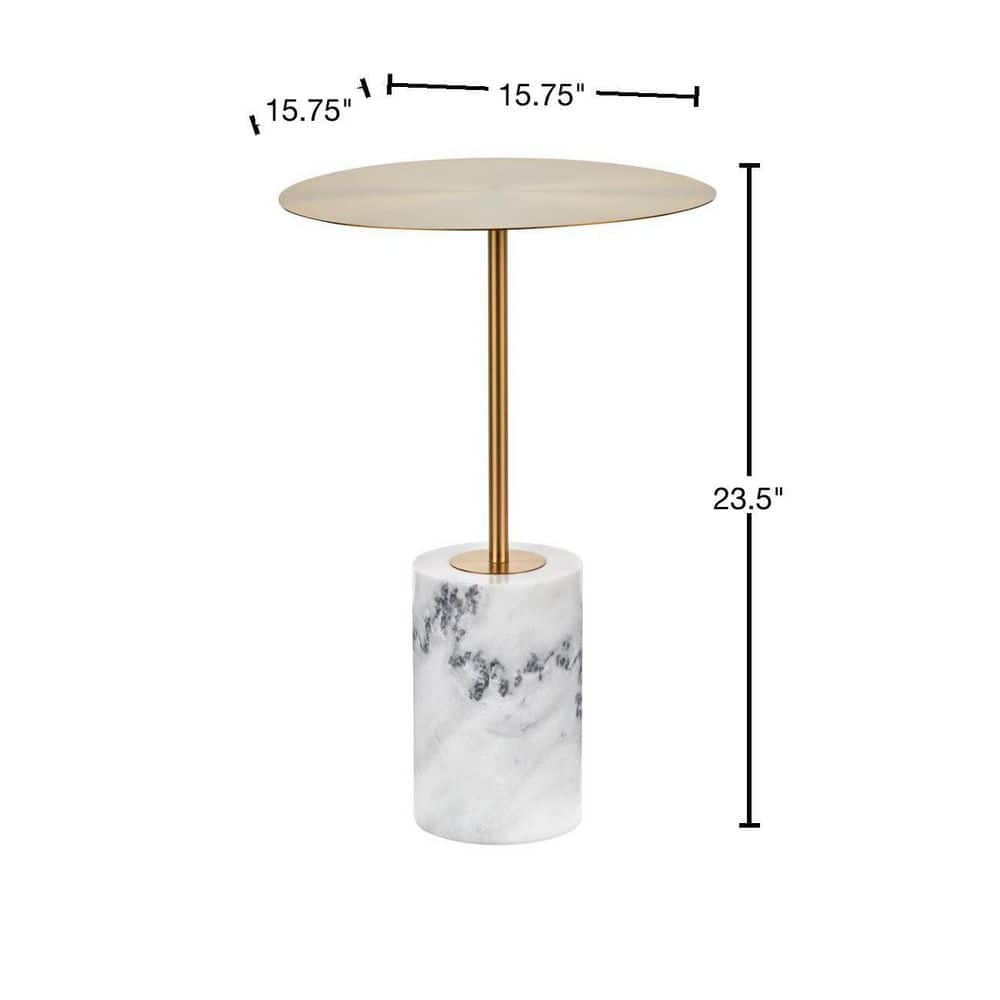Symbol 24 in. H Gold Metal and White Marble Side Table - thumbnail 3