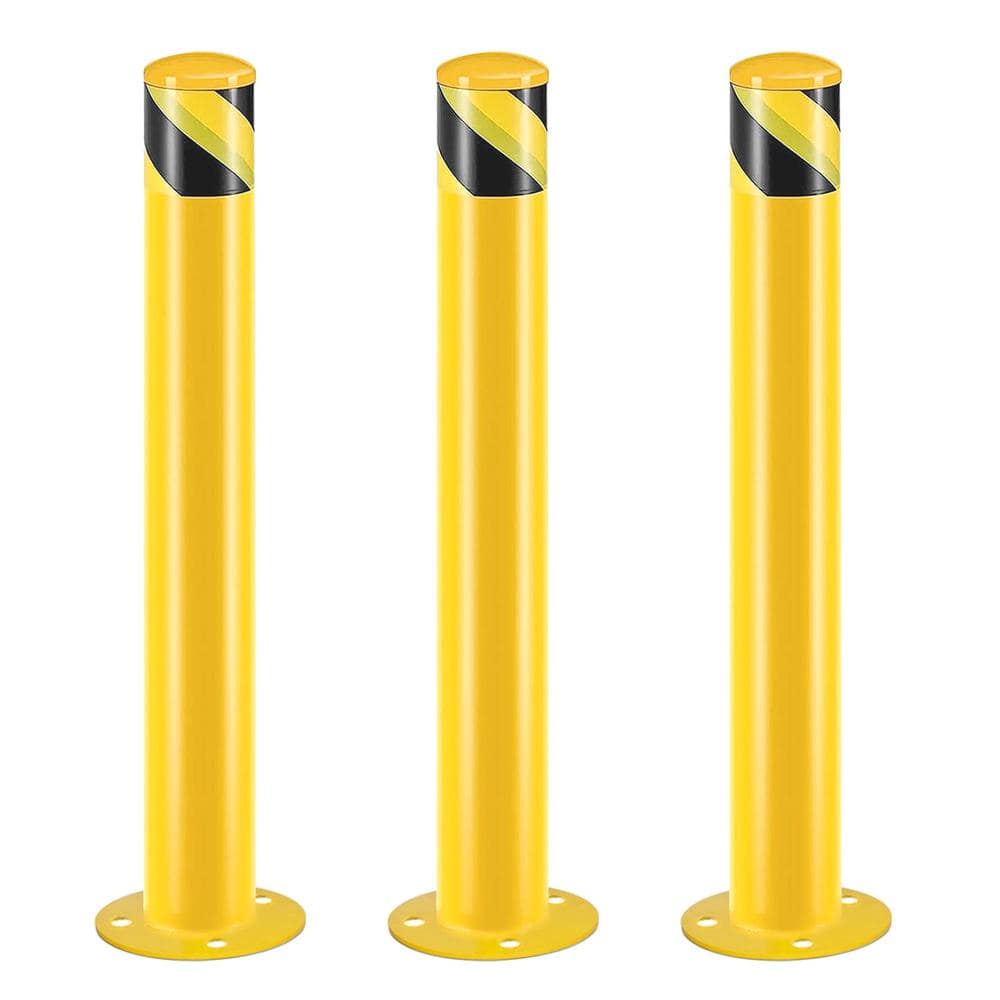 36 in. x 3.5 in. Yellow Powder Coated Steel Safety Bollard Post Parking Post with Anchor Bolts (3-Pieces) price history on PriceWatchPro