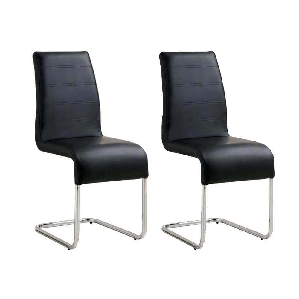 Black Faux Leather and Metal Upholstered Side Chair