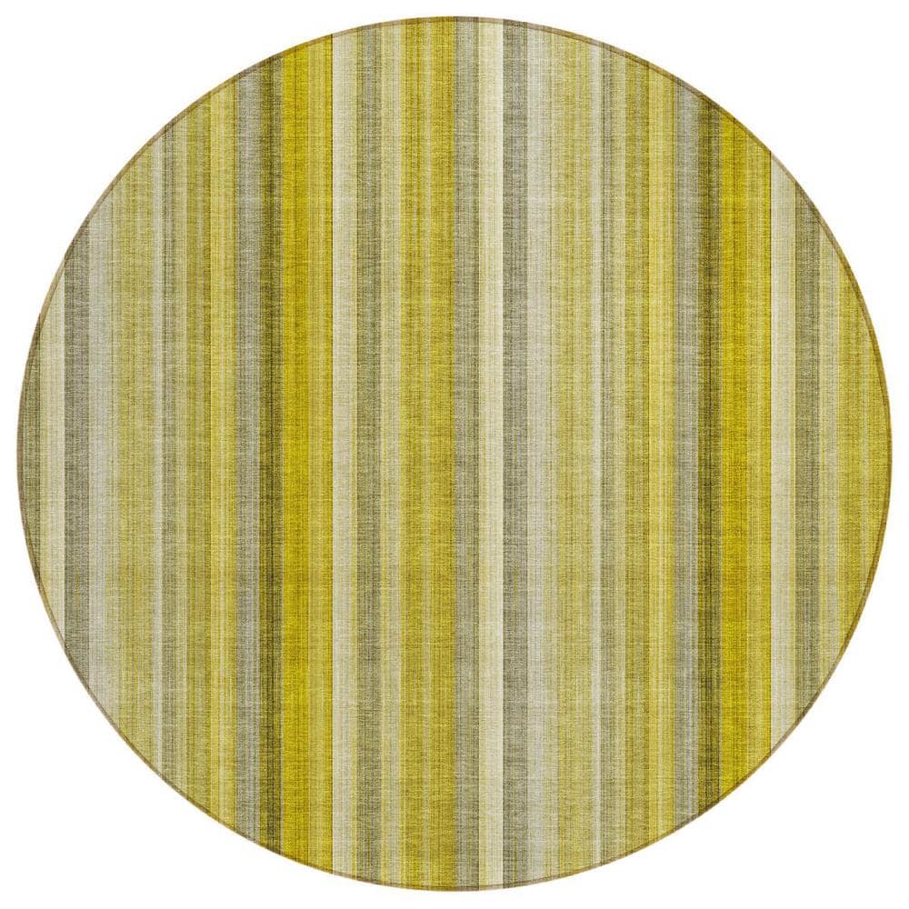 Gold 8 ft. Round Woven Striped Round Indoor/Outdoor Area Rug price history on PriceWatchPro